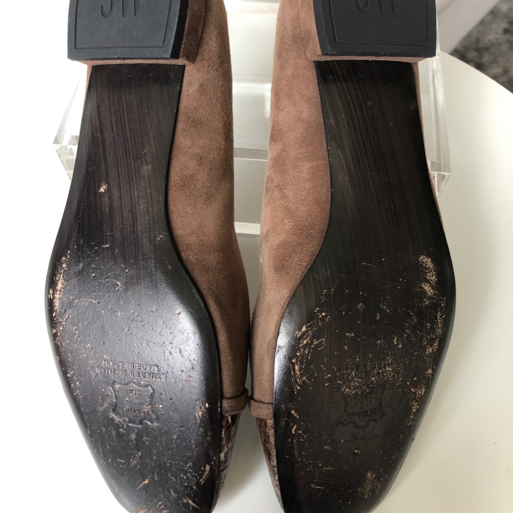 Stuart Weitzman Brown Suede and Snakeskin Loafers - Picture 8 of 8